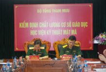 Đoàn kiểm định Bộ Tổng Tham mưu Quân đội nhân dân Việt Nam kiểm định chất lượng cơ sở giáo dục tại Học viện Kỹ thuật mật mã